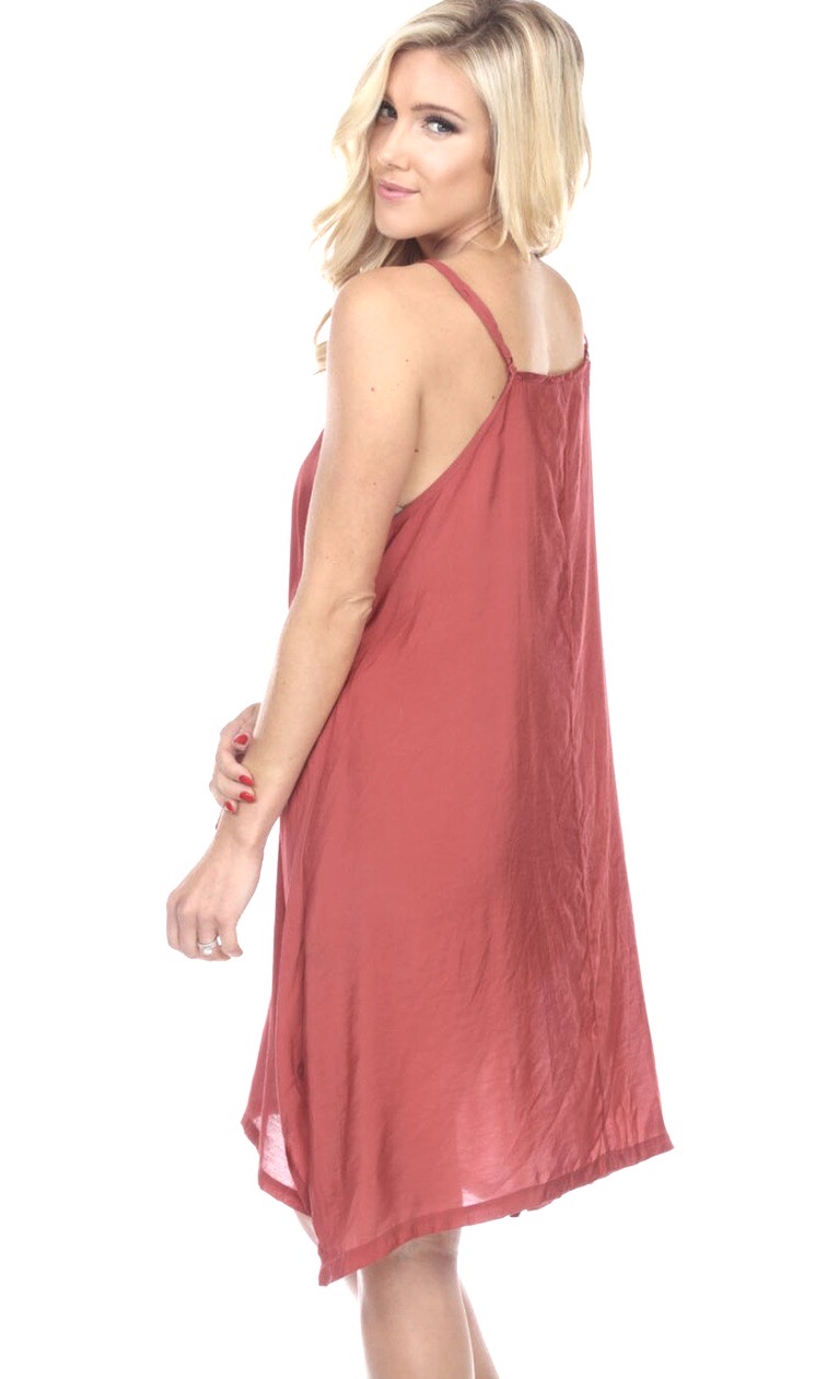 Lagoon Ladies Dress/Slip Adjustable Spaghetti Straps In Rust [AD60222RU Pretty Angel Slips] 32.00